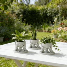 1pc Sculptural Vase With Marble Color Tone, Ins Style Desktop Decor, Succulent Planter - A - View 7