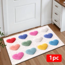1 قطعة سجادة مطبوعة بنمط قلب ملون، حصيرة صوفية اصطناعية - عالية الامتصاص، سهلة التنظيف، مناسبة لديكور المنزل، المزرعة، المدخل، الداخلي، الغرفة، المطبخ، غرفة الطعام، المكتب المنزلي الصغير، البالوعة، غرفة الغسيل، حصيرة الباب، حصيرة المطبخ، حصيرة مانعة للانزلاق - متعدد الألوان - مشاهدة 14
