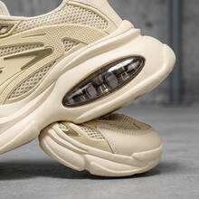Tenis de hombre Tenis para hombre Zapatos para hombre Tenis de hombre en oferta Calzado deportivo con plataforma suela gruesa y almohadilla de aire transpirables de malla con cordones diseño urbano zapatillas de correr cómodas ligeras antideslizantes de amortiguación para caminar estilo casual moda - Caqui - Ver 9