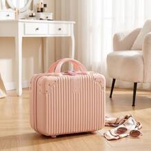 14英寸复古手提行李箱，迷你旅行箱，轻便密码盒，旅行收纳包，粉色化妆包，蝴蝶贴纸，送给女孩的理想礼物，创意生日礼物，个性化礼物，趣味礼物，送给妈妈的礼物，友谊礼物，适用于客厅、卧室、家居收纳、厨房、宿舍、办公室、储物 - 彩色 - 查看 3