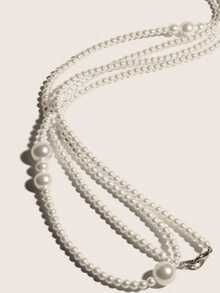 1pc Elegant Premium White Pearl Waist Chain Summer, School Fall, Autumn, Halloween,Metal Chain Decorative Belt For Women, Simple Yet Versatile Dress, Fashionable Body Chain, Circular Hollow Waist Chain,Graduation Gifts, Birthday, Daily Wear,Women's Belt, Athletic, Travel, Street, Boho, Vintage Fall - 彩色 - 查看 4