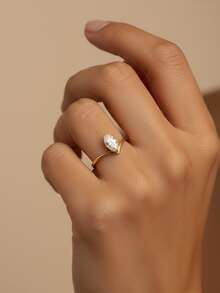 1枚925纯银时尚简约V形眼睛戒指，情人节、圣诞节、生日情侣礼物，精致迷人的女士吊坠戒指 - v形戒指 - 查看 5