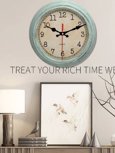 1pc 10-Inch/12-Inch Wooden Silent Wall Clock, No Ticking, Modern Silent, Battery Powered, Retro Style Clock, Suitable For Living Room, Kitchen, Bedroom Decor