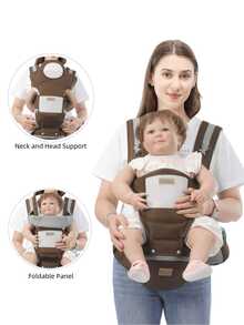 3-In-1 Baby Carrier Waist Stool, Lightweight 4-Season Ergonomic Backpack, Multifunctional Infant Carrier - Coffee Brown - View 9