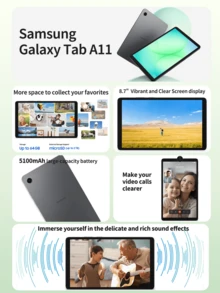 Samsung Galaxy Tab A11 Tablet | 10.1-Inch Vivid Display | Multi-Core Processor | Generous Storage With MicroSD Slot | Long-Lasting Battery | Ultra-Slim & Lightweight | Includes Fast Charger | Elegant Gray - Grey - View 2