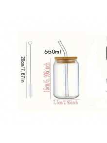 24pcs/550ml Large Transparent Straw Cups With Lids & Straws, Modern Glass Coffee Mugs, Soda Cans, High Borosilicate Glass Cups, Cold Drink Tumblers, Nordic Style Milk Tea Beer Juice Glasses With Straws, Suitable For Home, Office, Daily Use, Gathering, Beverage Cans, Water Cups, Coffee Mugs, Tea Cups, Multi-Purpose, Odorless