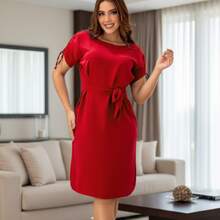 Smart Casual Dress, Formal, Loose-Fitting, Evangelical Fashion, 3 Ways To Wear It - Red - View 5