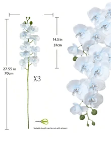 1/3/5/6支仿真蝴蝶兰，69厘米，栩栩如生，可弯曲且不褪色 - 适用于DIY花墙、场景装饰、客厅/卧室花瓶摆设、婚礼、派对装饰、桌面点缀。也适用于秋冬季装饰、家居、厨房、婚礼、餐桌、中心摆件、办公室、花园、户外等场合。 - 藍色 - 查看 9