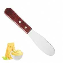 1 pieza Cuchillo de mantequilla con mango de madera, espátula para mantequilla de cocina, espátula para untar crema de queso, mermelada, cortador de queso, cubertería, utensilio de cocina - Multicolor - Ver 1