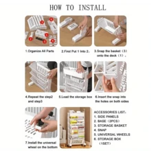 LIPETY Portable Rolling 5-Tier Book Organizer - Floor-Standing Side Table Storage Rack For Baby Picture Books & Stationery - White - View 11