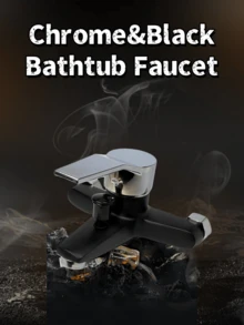 1pc Upgrade Your Shower With A Classic Ful Hot & Cold Water Mixer Valve - Easy Install, No Battery Needed, Showerhead Set, Three-Way Bathtub Faucet - Black Gold - View 8