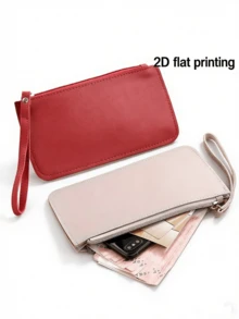 Portable Minimalist Long Zipper Passport Holder Wallet, Multi-Function Phone Pouch For Women (Zipper Color Random) Wallet Mini Wallet Purse Wallet Small Wallet Travel Essential Summer - Multicolor - View 3