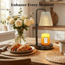 QUIGO 1 Pc Candle Warmer Lamp For Jar Candles, Electric Dimmable Candle Warmer Lamp With Timer And Adjustable Height/Heat, 2-8h Timer, Vintage Glass Scented Candles Warmer (White) - 查看 4