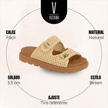 Women's Birken Vizzano Sandal, Openwork Fabric, Beach Style, Tractor Sole, Woven, Boho Comfort, Original - 天然/駱駝 - 查看 3