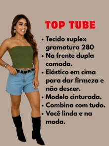 Kit Of 3 Women's Tube Tops: Cropped Tube Top, Strapless, Lined With Double Layer, Fitted Waist, Blogger Style. - Đen/trắng/nâu - Xem 4