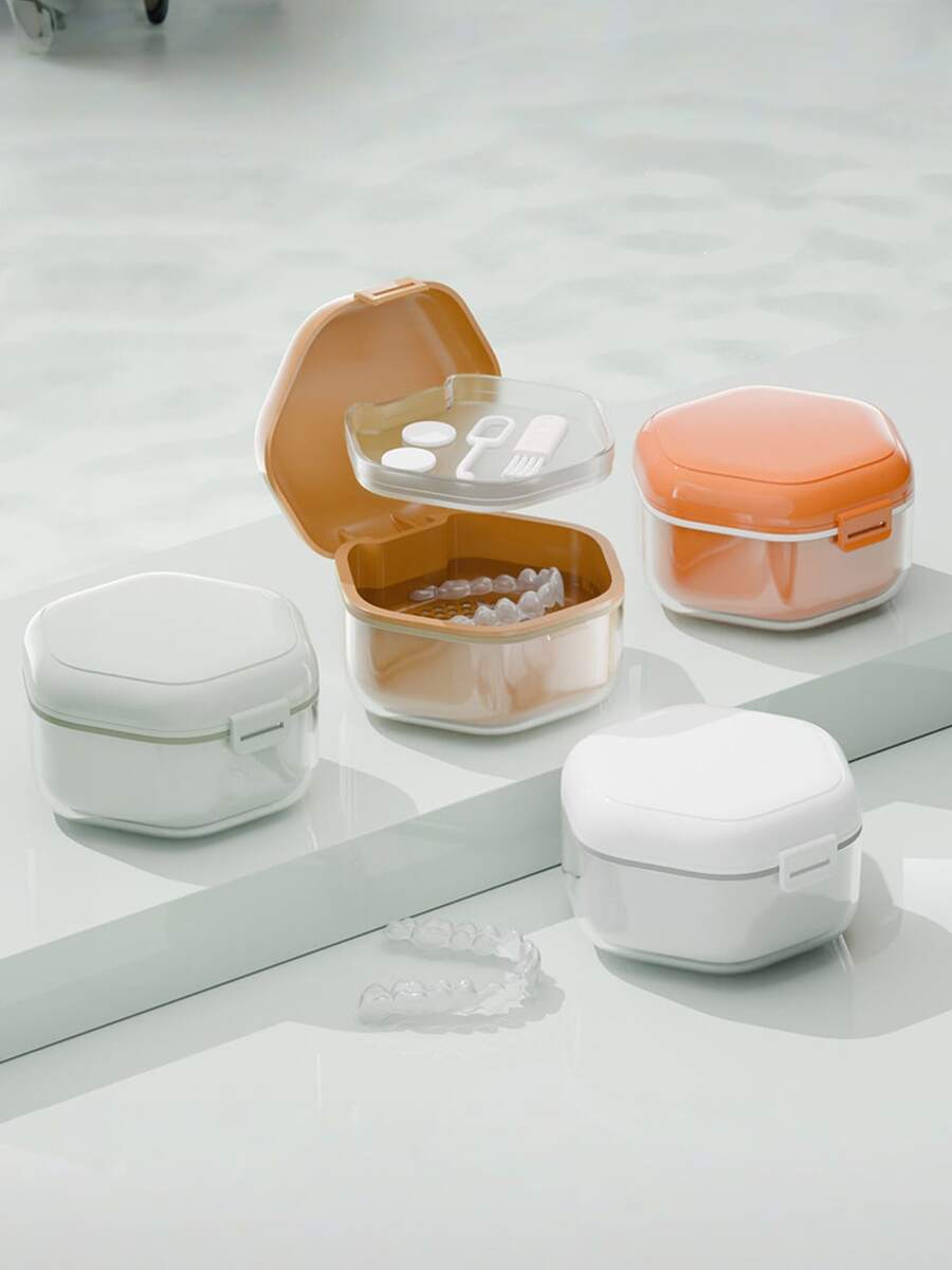 1 Pc Braces Organizer Personal Care Tools Easy To Carry Invisible Braces Orthodontic Retainer Organizer Denture Storage And Cleaning Case
