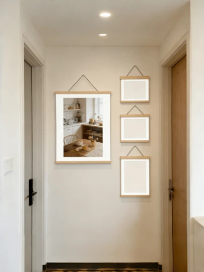 1 Piece / Classic Wooden Hanging Scroll Frame, 12.2/16.14 Inches, Indoor Wall Decoration, Suitable For Living Room, Hallway, Bedroom - Decorative Art Style Magnetic Wooden Photo Frame, Rectangular Horizontal Canvas Hanging Frame, Office Artwork | Decorative Canvas | Wooden Frame. Hanging Wooden Magnetic Frame, Magnetic Wooden Poster Frame, Suitable For Canvas, Paper, Photos, Map Wall Art, Home Decoration.