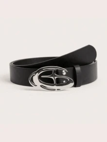 1pc Cross Star Buckle Belt, Korean Style Waist Decor Casual Versatile Smooth Buckle Belt, Unisex - A - View 9
