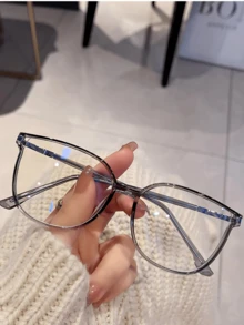 1 pieza Gafas ópticas de mujer de marco ovalado, de moda, minimalistas y adecuadas para la escuela - transparente - Ver 7