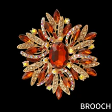 1/10 Classic Alloy Glass Brooches In Vintage Colors Luxe Temperament Lady Shawl Coat Brooches Accessories - Rose Red - View 3