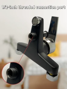 1pc Upgrade Your Shower With A Classic Ful Hot & Cold Water Mixer Valve - Easy Install, No Battery Needed, Showerhead Set, Three-Way Bathtub Faucet - Black Gold - View 9