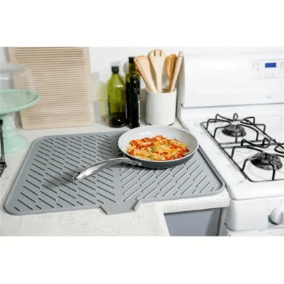 Extra-Large Silicone Dish Drying Mat With Built-In Drain Lip - Non-Slip, Heat Resistant, Easy Clean - Perfect For Kitchen Counters & Sinks - Ideal For Dishes, Glasses, Pots & Pans