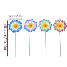 4pcs Colorful Metal Flower Garden Stakes - Decorative Art Style, Ground Mounted Outdoor Decor, Suitable For Garden, Planters, Yard Or Patio, Perfect Mother's Day Gift, Vibrant Garden Decor | Durable Metal Art Pieces, Garden Decor Gift - 4-piece Flower Arrangement Set - View 6