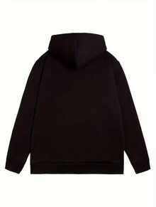 Brooklyn New York Unisex Fleece Sweatshirt, Long Sleeve, Flannel Lined, With Pocket And Kangaroo Hood, Warm For Winter - 黑色 - 查看 2