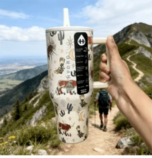 〖1000+〗Hydrojugg Original  40Oz  Stainless Steel Inner Tank! Traveler  With Handle Straw Stainless Steel Water Bottle, Leak-Proof Design, With Rubber Base - Suitable For Sports, Travel, Outdoor Activities, Fitness, Office Environment, As Teacher Gifts, Valentine's Day Gifts, Birthday Gifts, Thanksgiving Gifts, Christmas Gifts, Halloween Gifts, Halloween Party Favors, Party Supplies, Etc. - 西部牛仔-40oz - 查看 3
