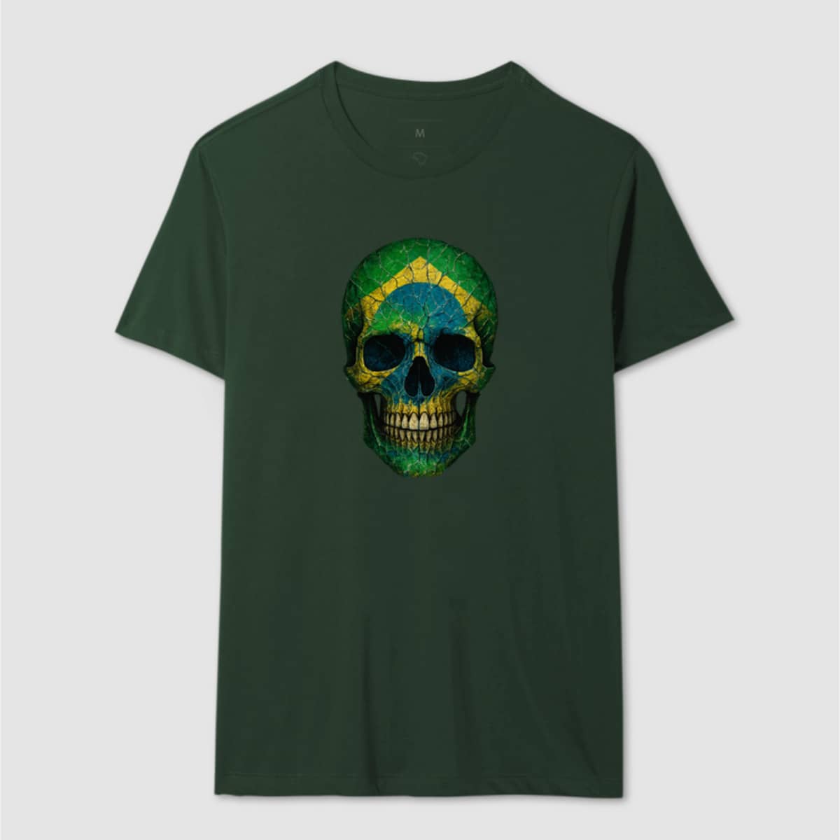 Camiseta Camisa Brasil Unissex Politica Eleição 2026 Direita Bolsonaro Caveira Patriota - Verde - Visão 1