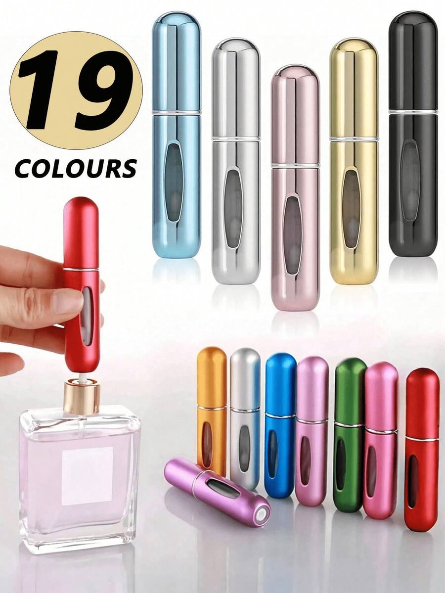 1 chai nước hoa 5ml có thể nạp lại, đáy có thể dùng để xịt, chai chiết nước hoa du lịch cầm tay, chai xịt du lịch có thể nạp lại, chai nhỏ tinh tế, đóng gói riêng lẻ, chai nạp lại nước hoa du lịch và chai chiết nước hoa cầm tay, chai nước hoa màu hồng lấp lánh có đầu xịt.