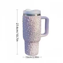 A Pearl Diamond 40oz Stainless Steel Car Cup With Handle And Portable Straw, A High-Quality Insulated Water Bottle. - 紫色 - 查看 3