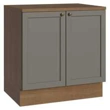 Gabinete Bajo Cocina Madesa Vik 80cm Con Encimera MG - Marrón y Gris - Ver 1