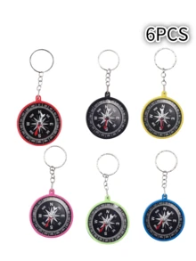 6 piezas, llavero con brújula, colgante con brújula, mini brújula de bolsillo herramienta de navegación para exteriores, adecuada para campamento, senderismo, escalada, regalos de cumpleaños, deportes al aire libre, colgante personalizado con brújula, suministros de camping portátiles, llavero, herramienta de navegación para senderismo - Multicolor - Ver 7