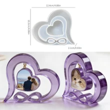 1 Set Large Heart-Shaped Resin Silicone Mold, DIY Photo Heart-Shaped Silicone Mold, Suitable For Home Decor, Wedding Decoration, Graduation Ceremony, Valentine's Day - White - View 13