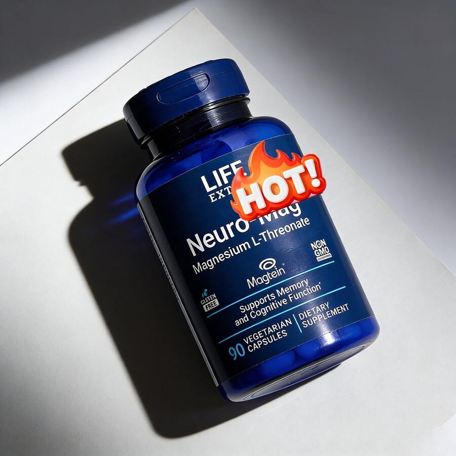 Comunvitam Life Extension Neuro Mag Magnesium L-Threonate, 90 Vegetarian Capsules Magnesium Supplement | Brain Health Support-Quick Ship Items,Consolador,Gym,Travel Essential,Valentine's Day - 90抽 - 查看 1