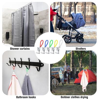 5/10pcs Fashionable Metal Towel Clips - Multi-Functional Clothes Drying Rack, Suitable For Kitchen, Bathroom And Toilet Tidying, In Multiple Colors, Clothes Clips - For Home Tidying - Suitable For Daily Use