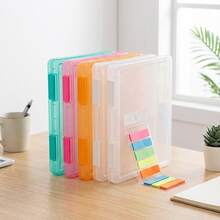 1 hộp đựng tài liệu bằng nhựa màu trắng/xanh lá/hồng/cam có khóa, cỡ A4/Letter, dùng để sắp xếp tài liệu/giấy tờ/hồ sơ/hóa đơn, phù hợp cho gia đình, văn phòng, đựng đồ dùng nghệ thuật, nhiều kích cỡ để lựa chọn. - Màu cam trong suốt - Xem 3