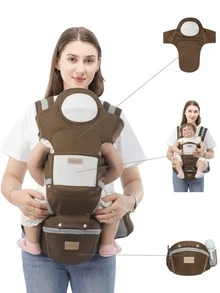 3-In-1 Baby Carrier Waist Stool, Lightweight 4-Season Ergonomic Backpack, Multifunctional Infant Carrier - Coffee Brown - View 10
