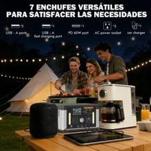 Portable Charger 1000W Peak Power Station 577Wh (156000mAh)  Camping Equipment Backup Lithum Battery, 12lb Lightweight Solar Generator For Uninterrupted Power Supply Of Low-Power Appliances, PD 3.0 Type-C/QC 3.0 USB-A Fast Charging With 120V Pure Sine Wave AC Outlet, Battery Powered Generator For Home Emergencies, Camping & RVs,Blackout, CPAP - 查看 4