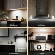 12 LED Motion Sensors - Dimmable Cabinet Lights, USB Charging, 3 Adjustable Modes, Night Lights, Suitable For Offices, Bedrooms, Stairs, Kitchens, Piano Rooms, And Dance Studios, Bedside Reading Lights - 12 chiếc - Đèn trắng - Xem 8