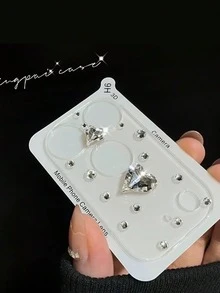 1pc Cute Shiny Heart-Shaped Rhinestone Crystal Clear Camera Lens Protector Case, Compatible With IPhone 17 Pro Max/17 Pro. Soft Transparent Protective Cover, Compatible With Apple 17 Pro Max Phone, One-Piece Clear Hollow Base, Heart-Shaped Phone Screen Protector With Crystal And Colorful Crystal Lens Film, Phone Accessories, Lens Protector, Suitable For Valentine's Day Gift, Daily Surprise Gift Applicable To Daily Shield, Office, Home Daily Shield Office Home Phone Camera Cover Sparkling Crystal Waterproof Shockproof Anti-Fall Scratch Resistant - Clear - View 1