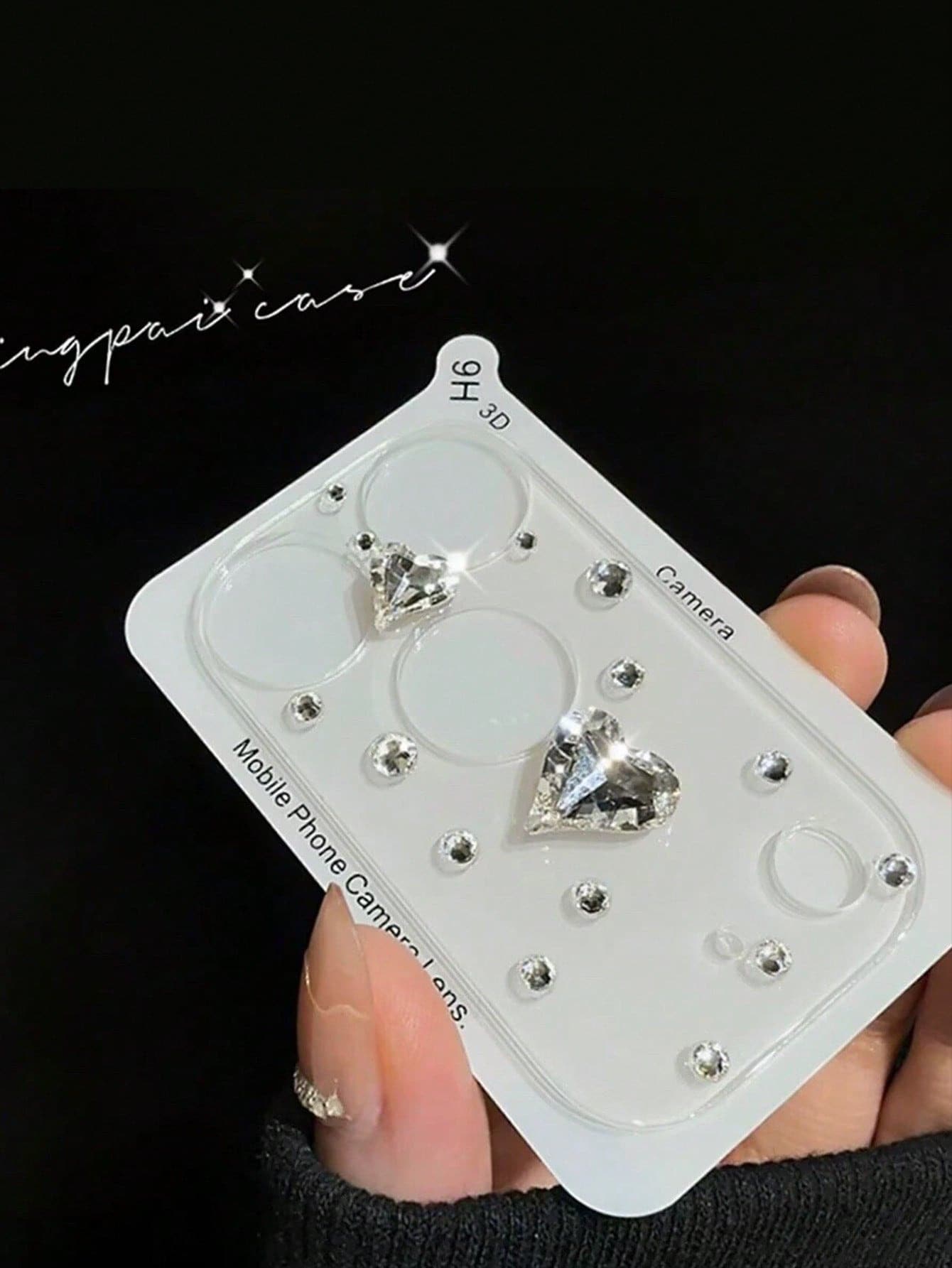 1pc Cute Shiny Heart-Shaped Rhinestone Crystal Clear Camera Lens Protector Case, Compatible With IPhone 17 Pro Max/17 Pro. Soft Transparent Protective Cover, Compatible With Apple 17 Pro Max Phone, One-Piece Clear Hollow Base, Heart-Shaped Phone Screen Protector With Crystal And Colorful Crystal Lens Film, Phone Accessories, Lens Protector, Suitable For Valentine's Day Gift, Daily Surprise Gift Applicable To Daily Shield, Office, Home Daily Shield Office Home Phone Camera Cover Sparkling Crystal Waterproof Shockproof Anti-Fall Scratch Resistant - Clear - View 1