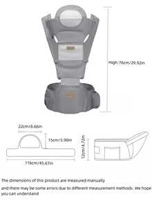 3-In-1 Baby Carrier Waist Stool, Lightweight 4-Season Ergonomic Backpack Carrier, Multifunctional Infant Carrier - Light Grey - View 2