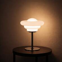 Modern Sculpture Glass Table Lamp, Layered Lampshade Design With Weighted Metal Base, Creates Soft Lighting - one-size - View 3