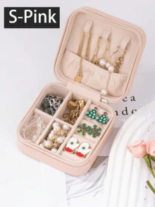 1个PU皮革便携式首饰盒,旅行首饰收纳盒,可收纳项链、戒指、耳环,防尘、抗氧化、防刮擦,首饰展示盒,送给女朋友、母亲的礼物,返校季礼物 - 彩色 - 查看 19