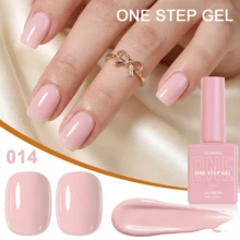 15ml Jelly Nude Pink One-Step Gel Nail Polish 3-In-1, Milky White, No Base Oil Or Top Coat Needed, Natural French Manicure, Suitable For Wedding Brides, Everyday Wear, Spring Season - Pink - View 9