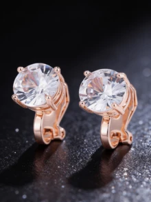 Iced Out Round Stud Earrings For Men, Rose Gold Plated Paved CZ Bling Hip Hop Streetwear Jewelry - Rose Gold - View 10