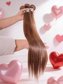 BINF 1 Bundel Rambut Asli Lurus Cokelat Tua untuk Kepang, 100g/Bundel, Rambut Tenunan Dua Lapis yang Belum Diproses - S4 - View 3