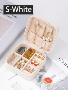 1个PU皮革便携式首饰盒,旅行首饰收纳盒,可收纳项链、戒指、耳环,防尘、抗氧化、防刮擦,首饰展示盒,送给女朋友、母亲的礼物,返校季礼物 - 彩色 - 查看 11